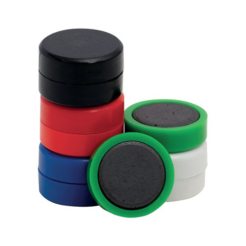 Q-Connect Round Magnet 25mm Assorted (Pack of 10) KF02643 Drywipe Board Accessories KF02643