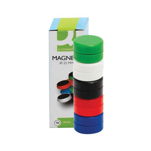 Q-Connect Round Magnet 25mm Assorted (Pack of 10) KF02643 Drywipe Board Accessories KF02643