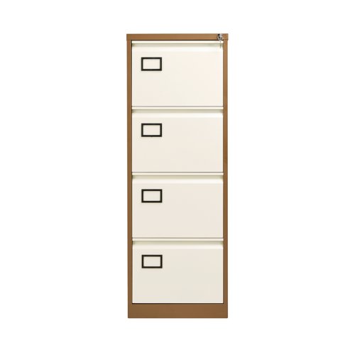 Jemini 4 Drawer Filing Cabinet Lockable 470x622x1321mm Coffee/Cream KF03002 - VOW - KF03002 - McArdle Computer and Office Supplies