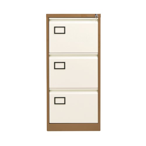 Jemini 3 Drawer Filing Cabinet 470x622x1016mm Coffee/Cream KF03004 - VOW - KF03004 - McArdle Computer and Office Supplies