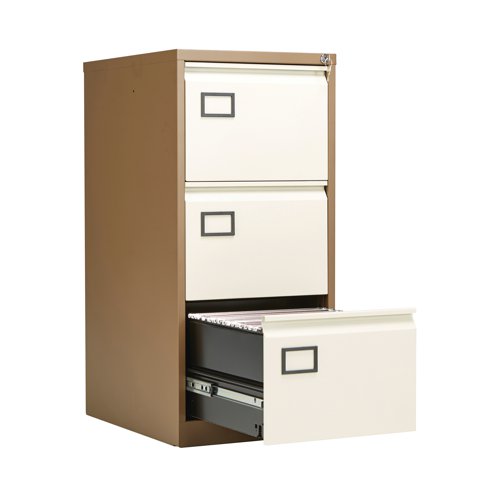Jemini 3 Drawer Filing Cabinet 470x622x1016mm Coffee/Cream KF03004 - VOW - KF03004 - McArdle Computer and Office Supplies