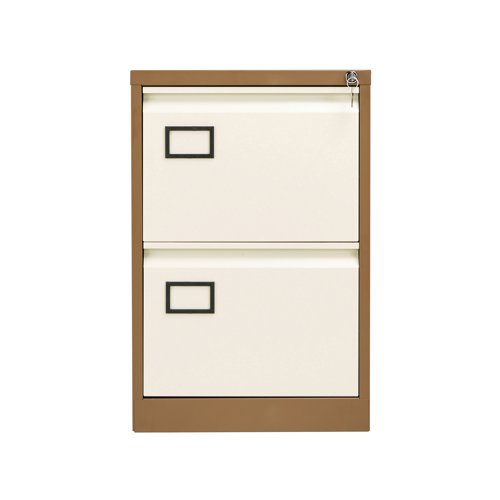 Jemini 2 Drawer Filing Cabinet Lockable 470x622x711mm Coffee/Cream KF03006 KF03006