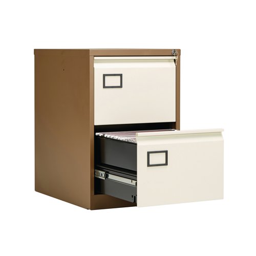 Jemini 2 Drawer Filing Cabinet Lockable 470x622x711mm Coffee/Cream KF03006 - VOW - KF03006 - McArdle Computer and Office Supplies