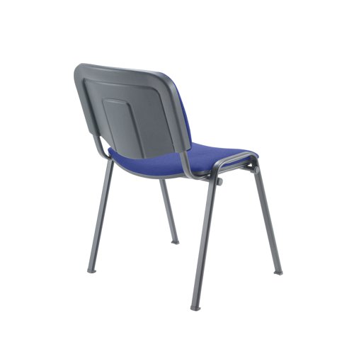 KF03343 | This multi purpose stacking chair from Jemini is a comfortable, durable choice for offices, meeting rooms, reception areas and more. It features a soft blue upholstered seat and back with a sturdy black metal frame for durability. The chairs can be stacked when not in use to save space - ideal for occasional conferences and meetings. Optional arms and a folding writing tablet are available separately for even more versatility.