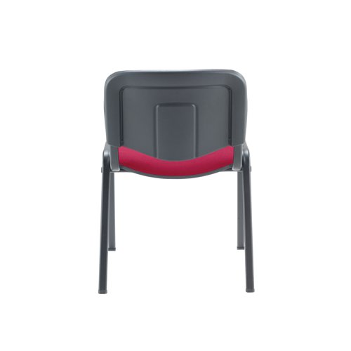 KF03345 | This multi purpose stacking chair from Jemini is a comfortable, durable choice for offices, meeting rooms, reception areas and more. It features a soft claret upholstered seat and back with a sturdy black metal frame for durability. The chairs can be stacked when not in use to save space - ideal for occasional conferences and meetings. Optional arms and a folding writing tablet are available separately for even more versatility.