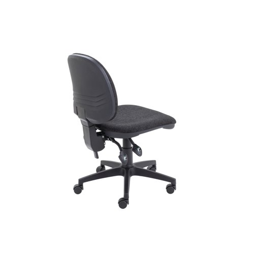 For an economical but comfortable operator chair for day-long usage, choose an Arista Concept Medium Back Operator Chair. It features a foam sculptured back and seat covered in charcoal fabric for firm but comfortable seating. For further comfort and ergonomics, the back can be moved up and down and angled, and the seat can be raised from 465mm to 600mm to accommodate a wide range of users. The Concept Operator Chair sits on five castor wheels for easy movement and is rated for up to 8 hours use per day. Supplied without arms as standard.