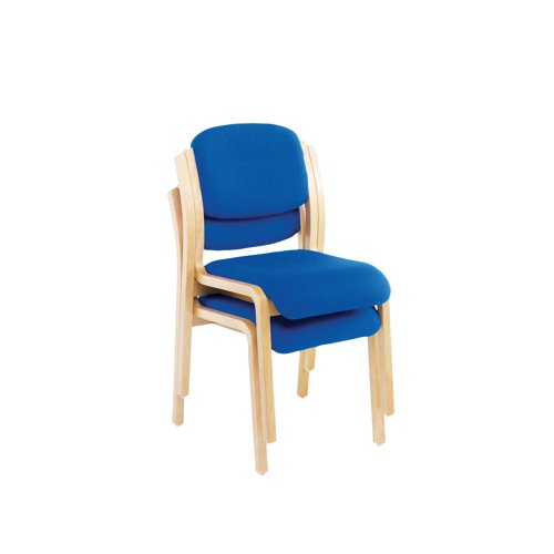 This chair is a great addition to any reception area; combining comfort, style and reliability. The chair has a stylish wooden frame and is stackable up to 4 high for convenient storage. The padded seat and back are upholstered in blue pyra fabric and the chair complements other furniture from the Jemini Reception Seating range.