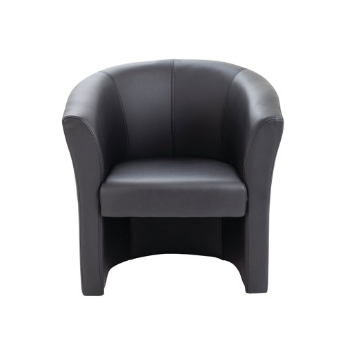KF03527 | The tub chair is a design classic. Whether you are planning to put it in a reception or in break room, this chair is professional and adaptable for a number of situations. This stylish tub chair by Arista continues this tradition, upholstered in black vinyl to fit a company's reception just as well as it would in a premium coffee shop. The seat is comfortable, with a strong back support and cushioned seats that prevent discomfort.