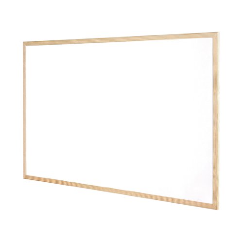 This economical wooden framed whiteboard is great for home, office and classroom use. The surface wipes clean easily and is designed to remain scratch and blemish free for clear and long lasting use. Great for presentations, planning, projects and more, this whiteboard has an attractive wooden frame and measures 1200 x 900mm, which is ideal for larger spaces. This whiteboard comes with a black drywipe marker.