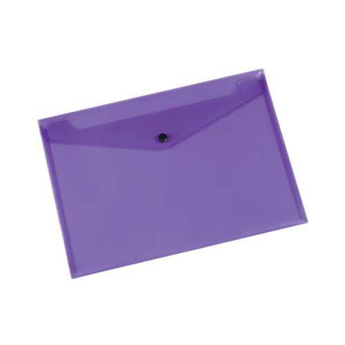 KF03598 | These Q-Connect polypropylene folders can hold up to 150 sheets of A4 paper and feature a press stud closure to help keep contents secure. Made from durable polypropyplene, the folders are transparent for easy viewing of the contents. This pack contains 12 purple folders.