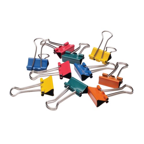 These foldback clips provide a great way to securely collate documents or loose sheets of paper. The metal arms of the clips can be folded flat for space saving storage. Each clip is made from high quality steel. These 19mm capacity clips come in an assorted pack of 10.