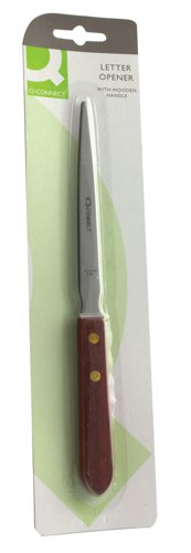KF03985 | This Q-Connect Letter Opener has a stylish and comfortable wooden handle for the easy opening of your letters and packages. The edge is strong and sharp, ensuring that you can glide through your envelopes with the least effort.