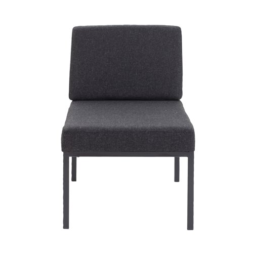 Ideal for reception areas and waiting rooms, as well as staffrooms and breakout areas, this Jemini Reception Chair provides comfort and quality. The padded seat and back are upholstered in charcoal fabric tested to BS7176 medium hazard. This chair complements other furniture in the Jemini reception range.