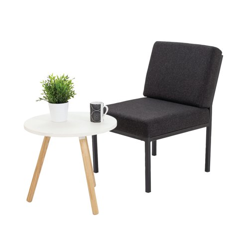 KF04010 | Ideal for reception areas and waiting rooms, as well as staffrooms and breakout areas, this Jemini Reception Chair provides comfort and quality. The padded seat and back are upholstered in charcoal fabric tested to BS7176 medium hazard. This chair complements other furniture in the Jemini reception range.