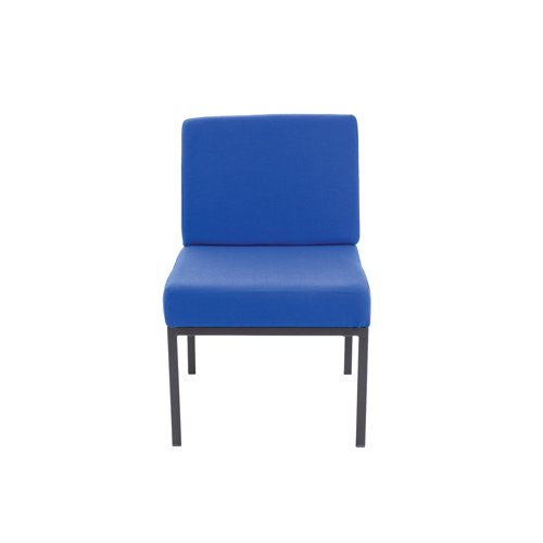 KF04011 | Ideal for reception areas and waiting rooms, as well as staffrooms and breakout areas, this Jemini Reception Chair provides comfort and quality. The padded seat and back are upholstered in blue fabric tested to BS7176 medium hazard. This chair complements other furniture in the Jemini reception range.
