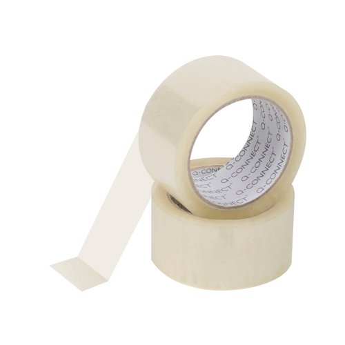 Q-Connect Low Noise Polypropylene Packaging Tape 50mmx66m Clear (Pack of 6) KF04382 VOW