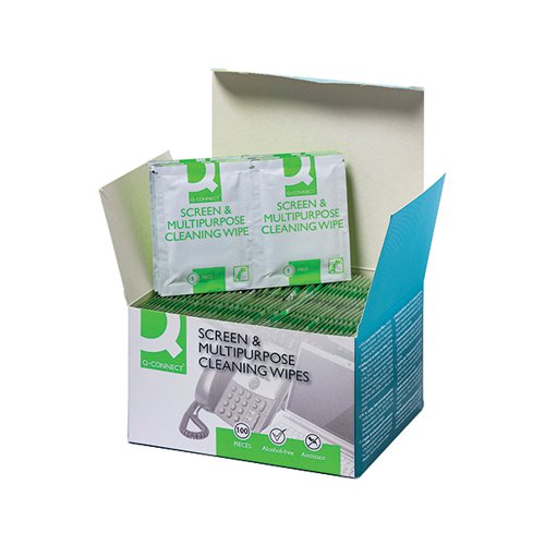 Q-Connect Screen & Multi-Purpose Wipes (Pack of 100) KF04503 - KF04503