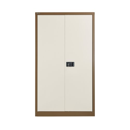 KF08082 Jemini 2 Door Storage Cupboard Metal 420x960x1810mm Coffee/Cream KF08082