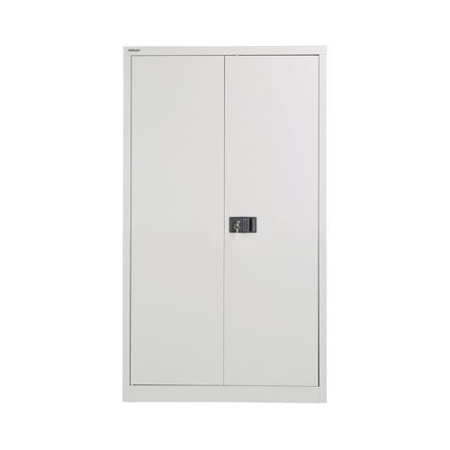 Organise your office space with this stylish and professional two door storage cupboard from Jemini. Suitable for a range of purposes, it features three dual purpose shelves that are able to accommodate lateral filing for whatever you need to store away. The doors fit together perfectly and are lockable in two places, enabling you to secure your things even when you are not there. Its stylish, textured finish ensures it looks professional in any environment.