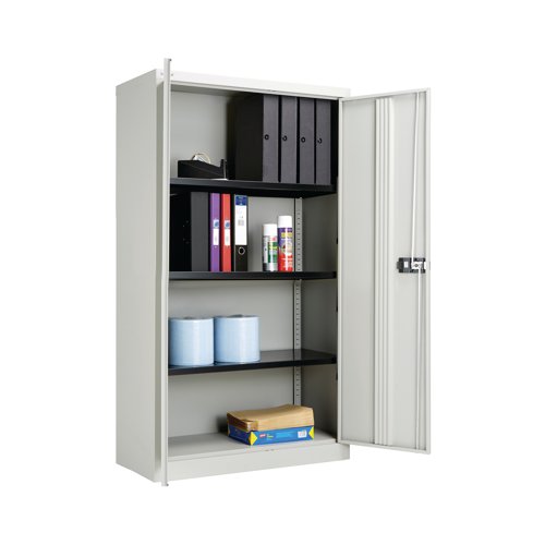 KF08087 Jemini 2 Door Storage Cupboard Metal 420x960x1810mm Grey KF08087