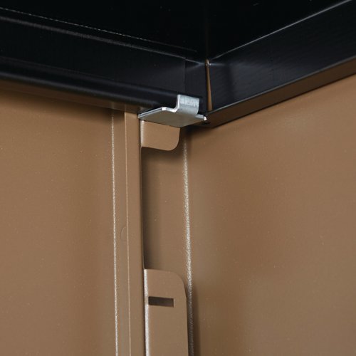 KF08502 Jemini 2 Door Storage Cupboard Metal 950x420x1960mm Coffee/Cream KF08502