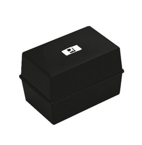 This handy card index box provides an easy way to store, sort, organise and access business cards and other important information. The box features a durable plastic construction and has a hinged lid, to keep contents secure and protected. This black card index box is suitable for Q-Connect Index Cards measuring 127 x 76mm or 5 x 3 inches (available separately).