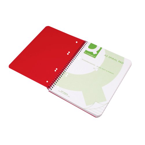 Ideal for everyday use, this Q-Connect A5 notebook features a spiral binding with durable, wipe clean polypropylene covers. The notebook contains 160 pages (80 sheets) of 70gsm woodfree paper, which is feint ruled with a red margin for neat note-taking and micro-perforated for ease of use. Both the pages and the covers are hole-punched to allow for ease of filing. This pack contains 5 notebooks with translucent red covers.