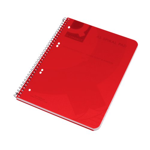 Q-Connect Spiral Bound Polypropylene Notebook 160 Pages A5 Red (Pack of 5) KF10035 | KF10035 | VOW