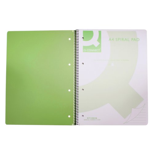 Q-Connect Spiral Bound Polypropylene Notebook 160 Pages A4 Green (Pack of 5) KF10036 KF10036