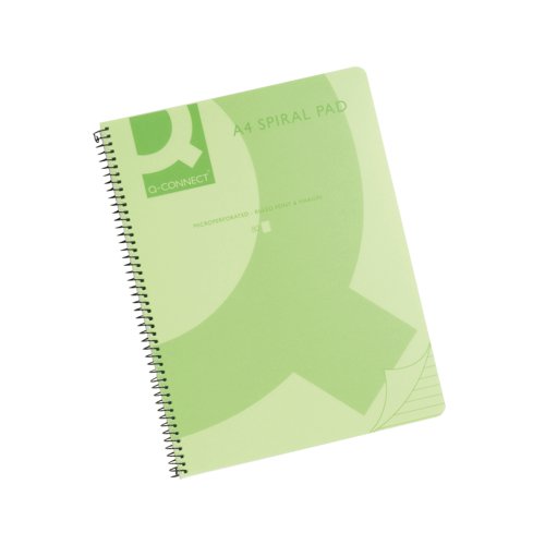 Q-Connect Spiral Bound Polypropylene Notebook 160 Pages A4 Green (Pack of 5) KF10036 Notebooks KF10036
