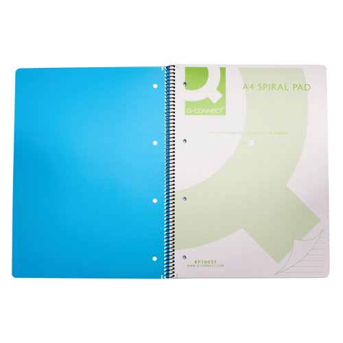 Q-Connect Spiral Bound Polypropylene Notebook 160 Pages A4 Blue (Pack of 5) KF10037