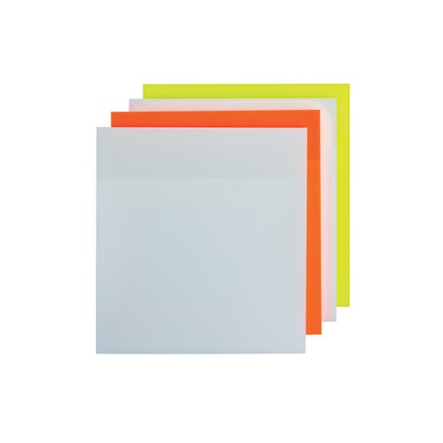 Q-Connect Clear Notes 76x76mm Semi-Transparent Assorted (Pack of 4) - VOW - KF10371 - McArdle Computer and Office Supplies