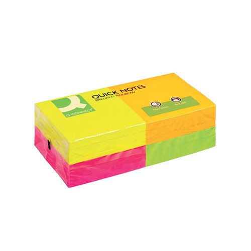 Q-Connect Quick Notes 76 x 76mm Neon (Pack of 12) KF10508 Repositional Notes KF10508