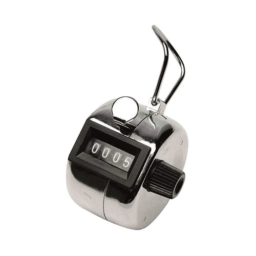 KF10860 | Designed to fit snugly in the hand for comfortable operation, this Q-Connect Tally Counter includes a storage clip for attachment to a lanyard for convenient portability. The four-digit display counts from 0000 up to 9999 at the press of a button, and the counter features a reset knob on the right - simply twist clockwise to reset to zero.