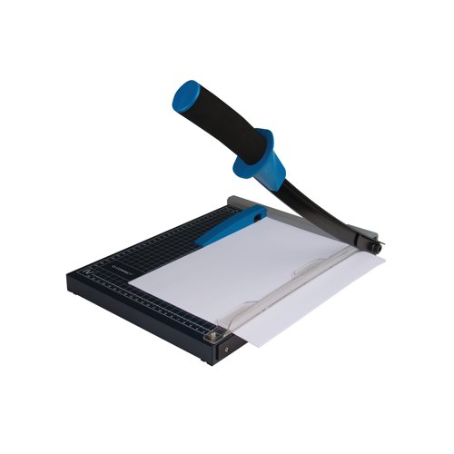 This Q-Connect Guillotine features a durable stainless steel cutting blade and all metal cutting table. The guillotine also features printed guides for accuracy and a cutting guard for safety. This A4 guillotine has a cutting length of 320mm and a capacity of up to 10 sheets of 80gsm paper.