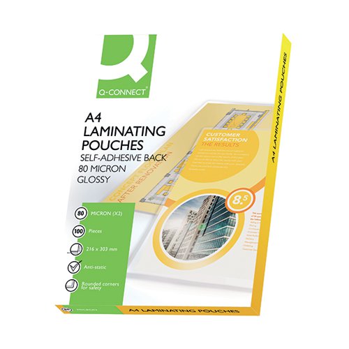 Q-Connect A4 2x80 Micron Adhesive Laminating Pouches (Pack of 100) KF11414