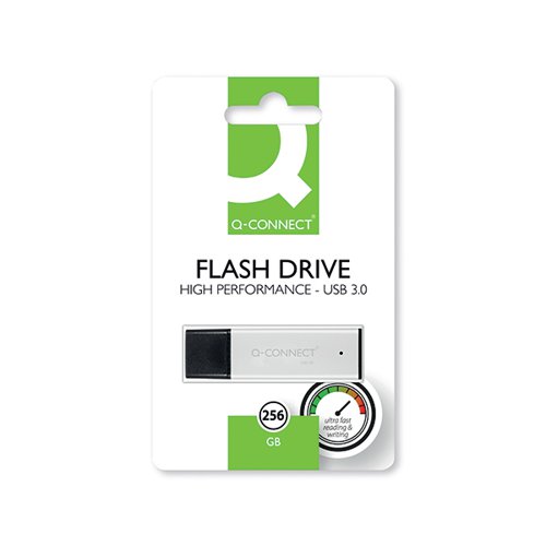 Q-Connect Black/Silver USB 3.0 High Performance 256GB Flash Drive KF11510