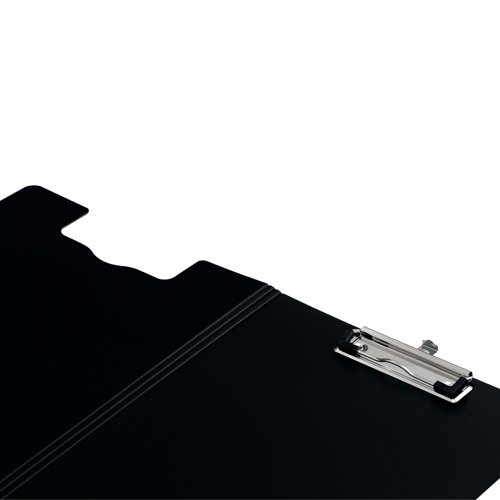 KF14409 | This Q-Connect foldover clipboard is a great solution for those who work on the go, providing a rigid and smooth surface that supports documents. Featuring a strong clip to keep documents fastened securely, the single clipboard is made from a foam board, covered with recycled rigid polypropylene for a smooth writing surface. Suitable for both A4 and foolscap documents, the clipboard is supplied in black.