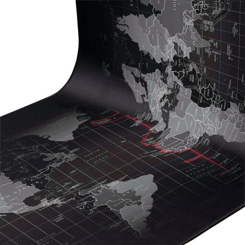This Q-Connect large mouse mat has an ultra smooth with reinforced edges for comfortable and controlled tracking for your mouse. The mouse mat also features a non slip base for stability. The mouse mat measures 900x400x2.5mm in size and features a wolrd map print.