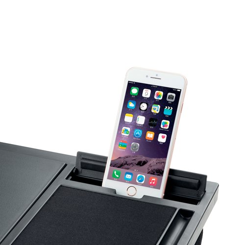 Q-Connect Height Adjustable Laptop Stand with Mousepad and Phone Holder Black KF14471