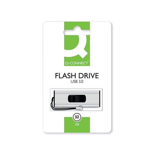 Q-Connect Silver/Black USB 3.0 Slider Flash Drive 32GB 43202005