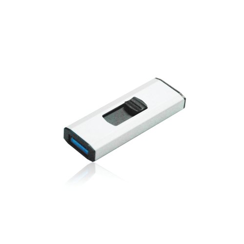 The Q-Connect USB 3.0 Slider Flash Drive features a SuperSpeed USB 3.0 connection for faster file transfers compared to USB 2.0, saving time when backing up or transferring files. The smart silver body slides to reveal the USB connector and protects it when not in use, with no cap to lose. It's suitable for Windows and Mac computers, with back compatibility when using older USB 2.0 ports.