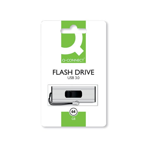 Q-Connect Silver/Black USB 3.0 Slider 64GB Flash Drive 43202005 KF16371