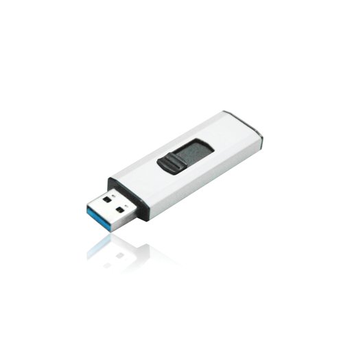 The Q-Connect USB 3.0 Slider Flash Drive features a SuperSpeed USB 3.0 connection for faster file transfers compared to USB 2.0, saving time when backing up or transferring files. The smart silver body slides to reveal the USB connector and protects it when not in use, with no cap to lose. It's suitable for Windows and Mac computers, with back compatibility when using older USB 2.0 ports.