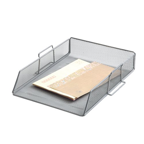 Q-Connect Stackable Letter Tray Silver KF17301 Letter Trays KF17301