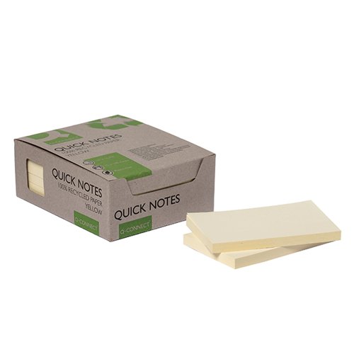 Q-Connect Recycled Notes 127x76mm Yellow (Pack of 12) KF17322 Repositional Notes KF17322