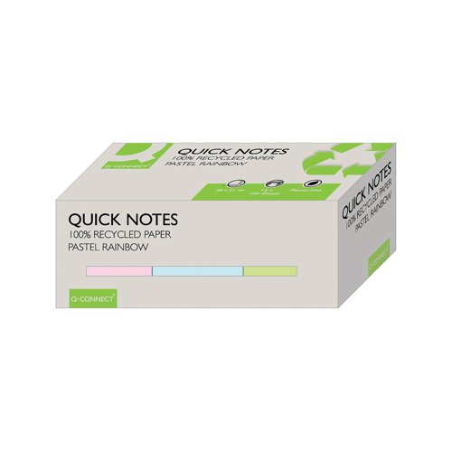 Q-Connect Recycled Notes 38x51mm Pastel Rainbow (Pack of 12) KF17326