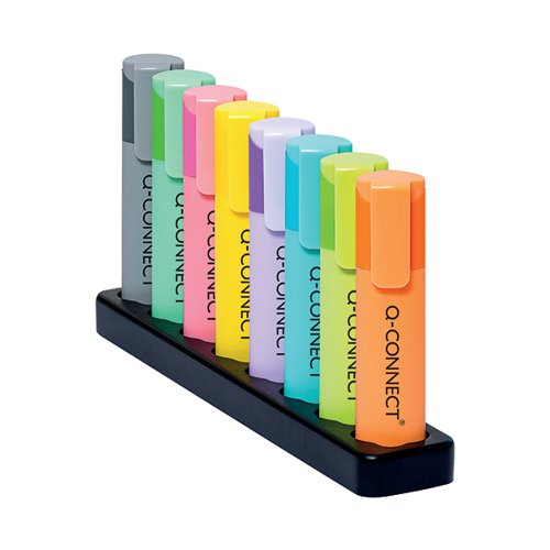 Q-Connect Deskset With 8 Pastel Highlighters (Pack of 8) KF17806 Highlighters KF17806