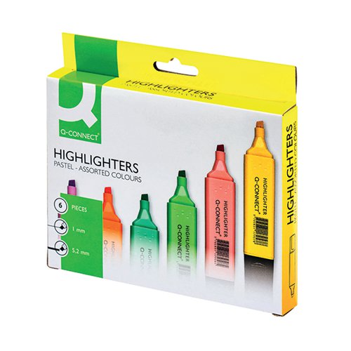 Q-Connect Pastel Highlighters (Pack of 6) 9608200000 | KF17963 | VOW