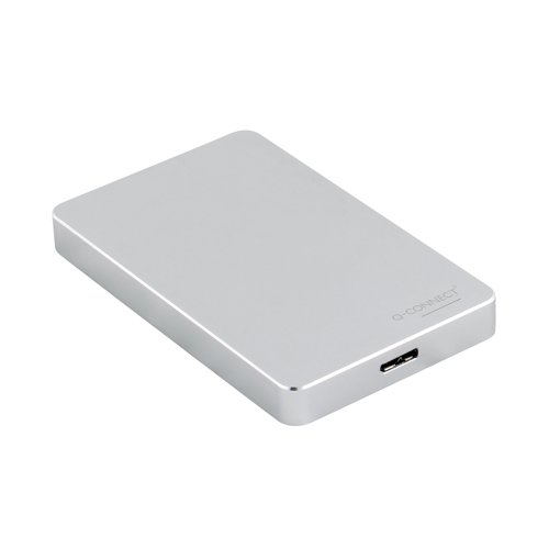 Q-Connect Portable External Hard Drive 1TB with USB Cable Silver KF18083 Hard Disks KF18083
